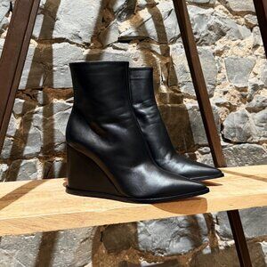 Gianvito Rossi Black Leather Hamnes Wedge Pointy Boots